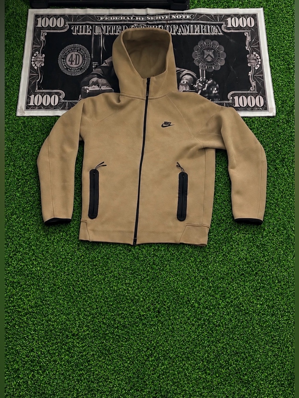 khaki Nike tech hoodie